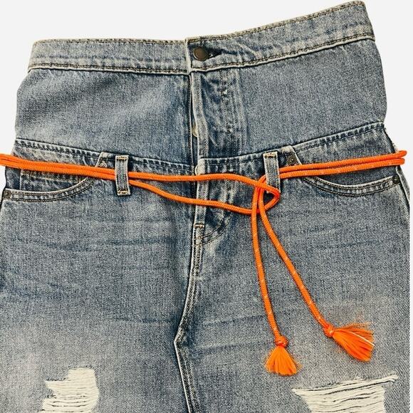 Hudson Women's Sloane Skirt Distressed In Light Blue Size 24 - Picture 5 of 15